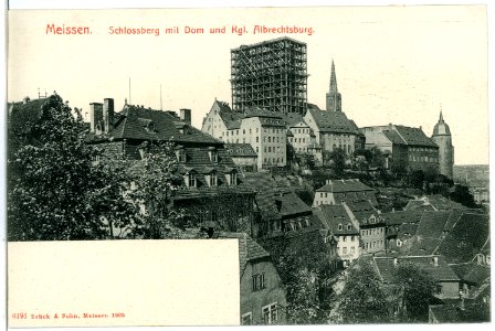 06191-Meißen-1905-Schloßberg mit eingerüsteten Dom, Bischofsschloß-Brück & Sohn Kunstverlag