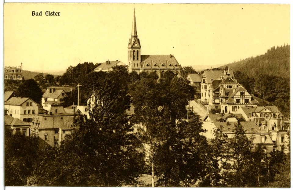 04030-Bad Elster-1903-Blick auf die Kirche-Brück & Sohn Kunstverlag
