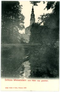 06096-Weesenstein-1905-Schloß vom Wehr aus gesehen-Brück & Sohn Kunstverlag