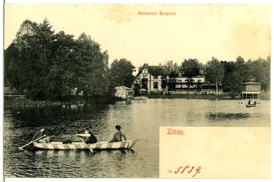 05839-Zittau-1905-Restaurant Burgteich mit Ruderpartie-Brück & Sohn Kunstverlag