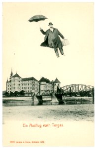 03886-Torgau-1903-Schloß Hartenfels und Elbebrücke - Fliegender Mann-Brück & Sohn Kunstverlag