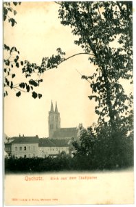 03838-Oschatz-1903-Blick aus dem Stadtpark zum Dom-Brück & Sohn Kunstverlag