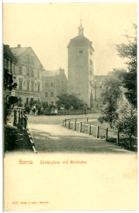 03626-Borna-1903-Dinterplatz mit Reichstor-Brück & Sohn Kunstverlag