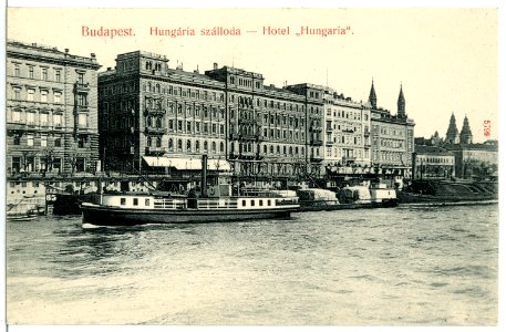 05799-Budapest-1905-Hotel Hungaria mit Dampfschiff-Brück & Sohn Kunstverlag