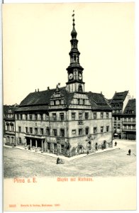 05916-Pirna-1905-Markt mit Rathaus-Brück & Sohn Kunstverlag