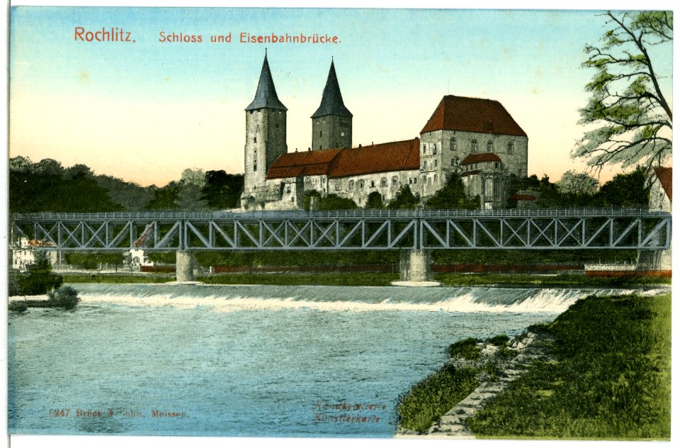 06247-Rochlitz-1905-Schloß und Eisenbahnbrücke-Brück & Sohn Kunstverlag