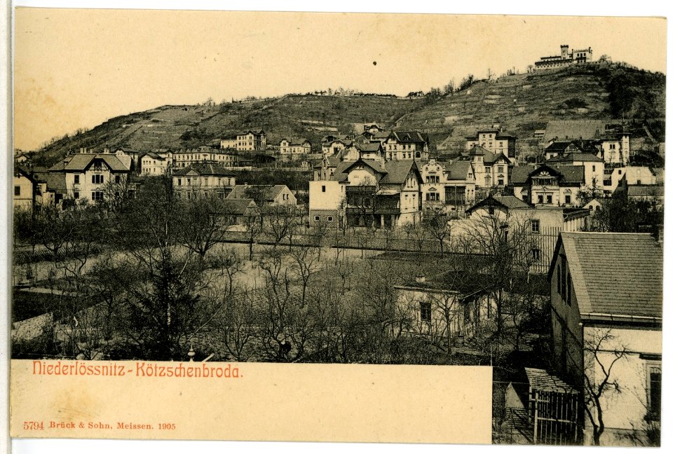 05794-Kötzschenbroda-1905-Blick über Niederlößnitz zur Friedensburg-Brück & Sohn Kunstverlag