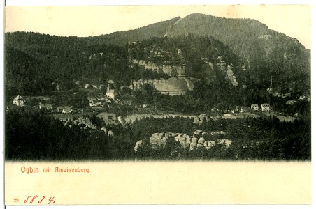 05834-Oybin-1905-Blick auf den Berg Oybin und Ameisenberg-Brück & Sohn Kunstverlag
