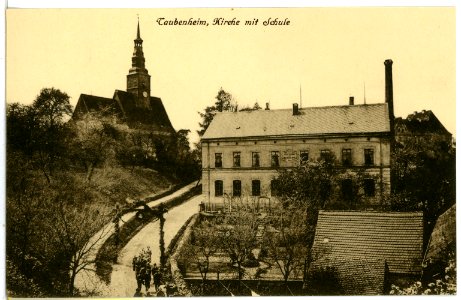06211-Taubenheim (Klipphausen)-1905-Kirche mit Schule-Brück & Sohn Kunstverlag
