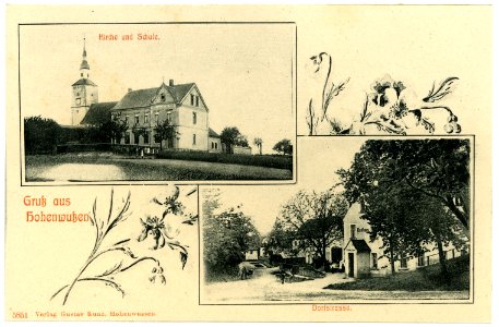 05851-Hohenwußen-1905-Kirche und Schule, Dorfstraße-Brück & Sohn Kunstverlag