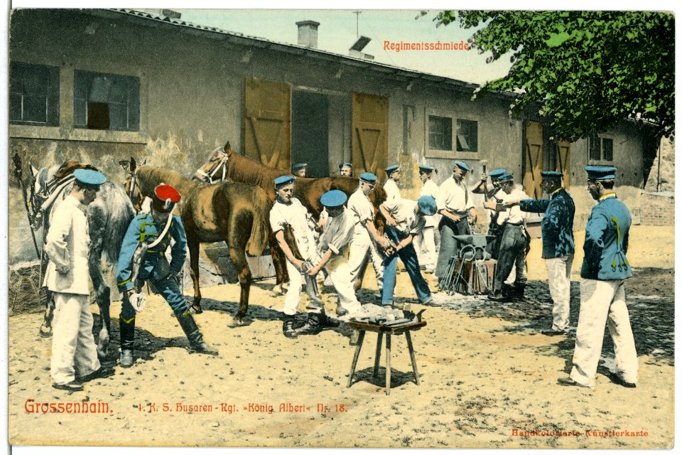 06331-Großenhain-1905-1. Königlich Sächsisches Husaren-Regiment König Albert Nr. 18 - Regimentsschmiede-Brück & Sohn Kunstverlag