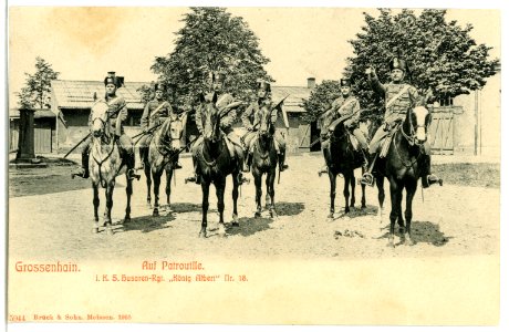 05944-Großenhain-1905-1. Königlich Sächsisches Husaren-Regiment König Albert - Auf Patrouille-Brück & Sohn Kunstverlag photo