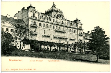 05174-Marienbad-1904-Kirchenplatz und Hotel Weimar-Brück & Sohn Kunstverlag