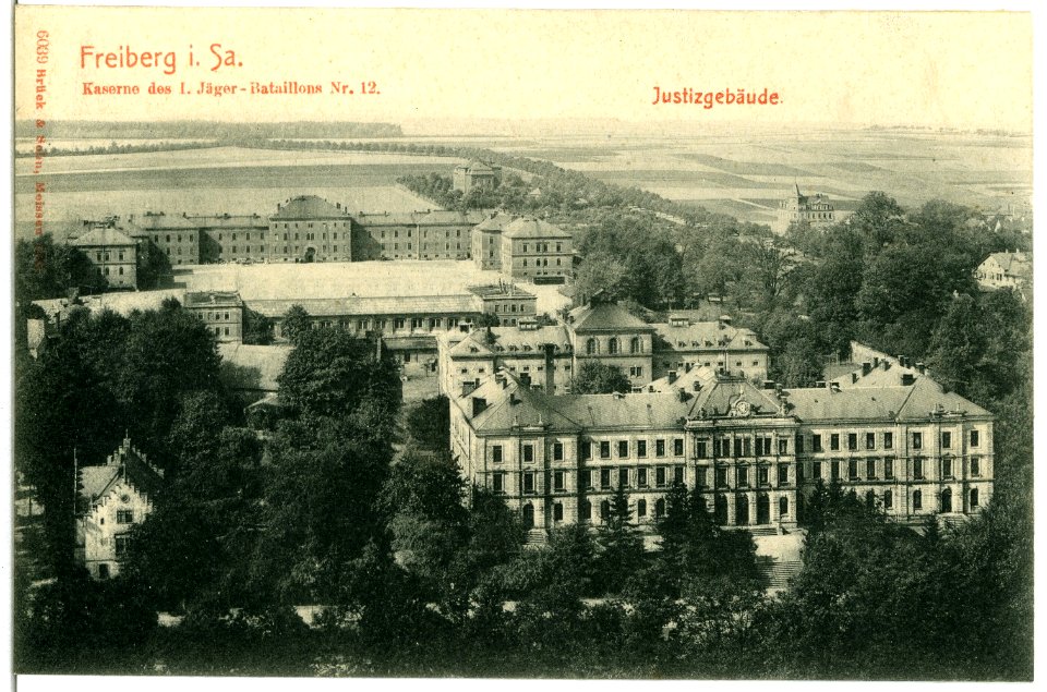 06039-Freiberg-1905-Kaserne des 1. Jäger-Bataillon Nr. 12 - Justizgebäude-Brück & Sohn Kunstverlag