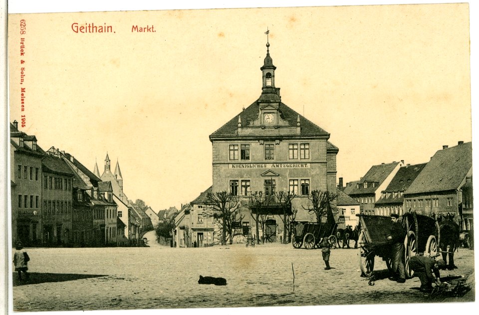 06258-Geithain-1905-Markt mit Pferdewagen-Brück & Sohn Kunstverlag