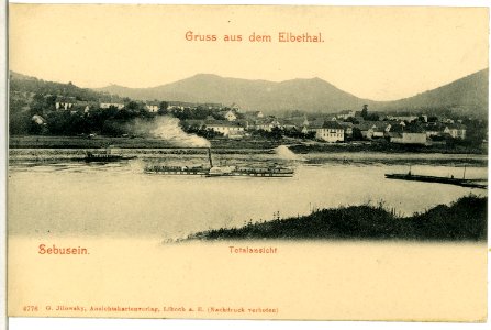 04776-Sebusein-1903-Blick über die Elbe mit Dampfer Austria-Brück & Sohn Kunstverlag