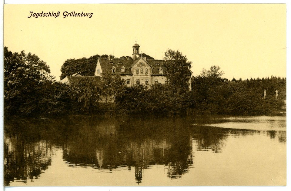 05119-Grillenburg-1904-Jagdschloß mit Teich-Brück & Sohn Kunstverlag