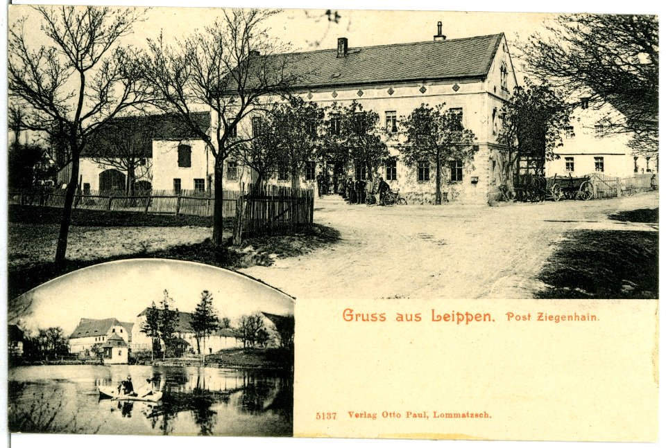 05137-Leippen-1904-Gehöft mit Teich-Brück & Sohn Kunstverlag