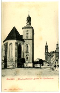 04984-Bautzen-1903-Wendisch-Katholische Kirche mit Reichenturm-Brück & Sohn Kunstverlag