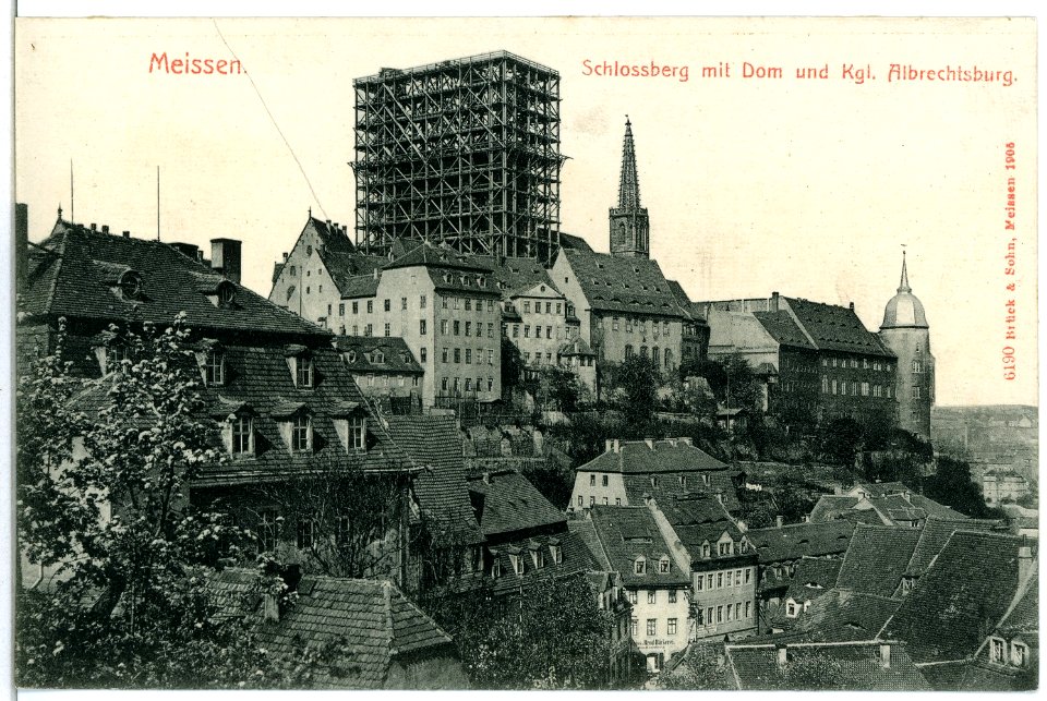 06190-Meißen-1905-Schloßberg, Domgerüst, Bischofsschloß-Brück & Sohn Kunstverlag