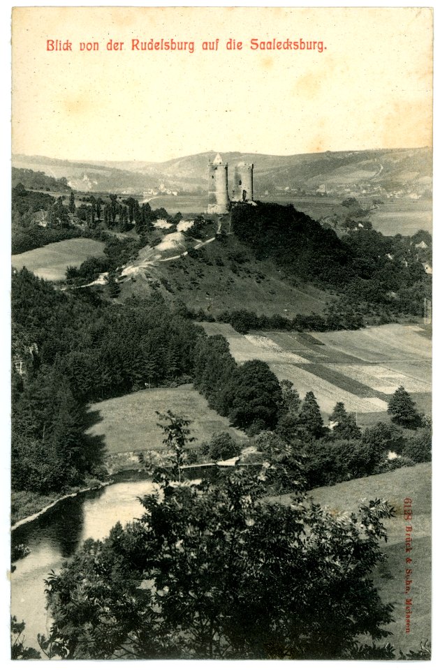 06128-Saalecksburg-1905-Blick von der Rudelsburg auf die Saalecksburg-Brück & Sohn Kunstverlag