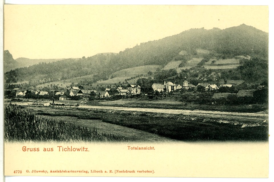 04770-Tichlowitz-1903-Blick auf Tichlowitz mit Dampfer-Brück & Sohn Kunstverlag