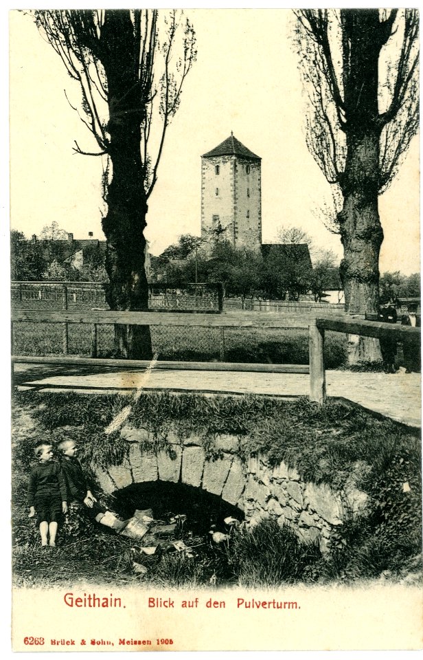 06263-Geithain-1905-Blick zum Pulverturm-Brück & Sohn Kunstverlag