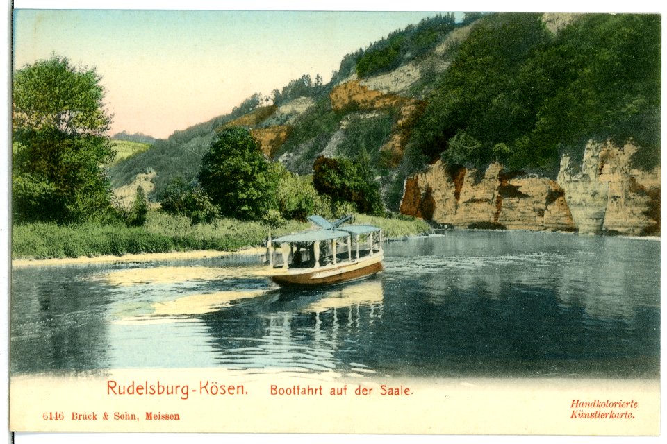 06146-Rudelsburg-1905-Bootsfahrt auf der Saale-Brück & Sohn Kunstverlag