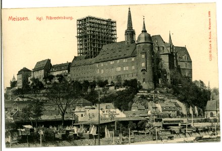 06186-Meißen-1905-Burgberg mit eingerüsteten Dom, Burg und Bischofsschloß-Brück & Sohn Kunstverlag