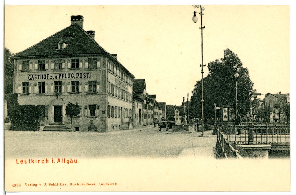04998-Leutkirch-1903-Gasthof zum Pflug und Post-Brück & Sohn Kunstverlag