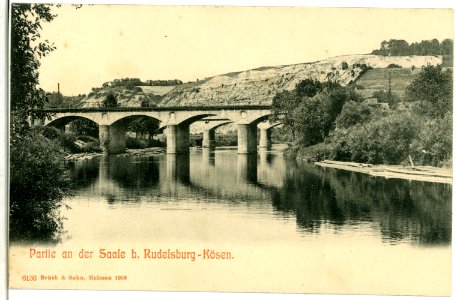 06136-Rudelsburg-1905-Saale mit Brücken-Brück & Sohn Kunstverlag