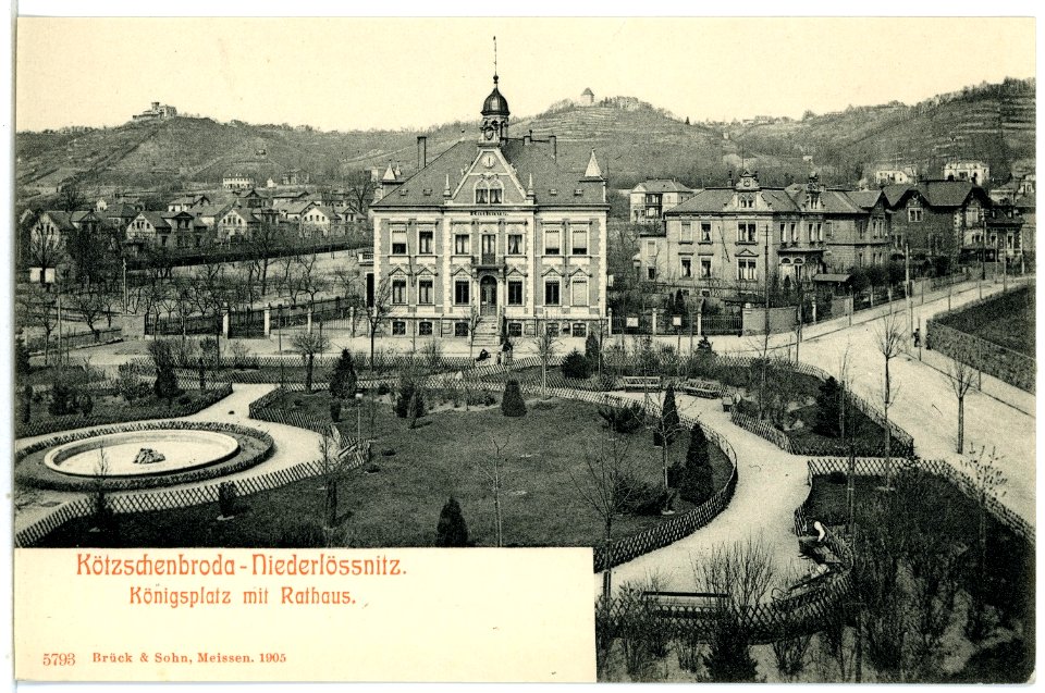05793-Kötzschenbroda-1905-Königsplatz mit Rathaus-Brück & Sohn Kunstverlag