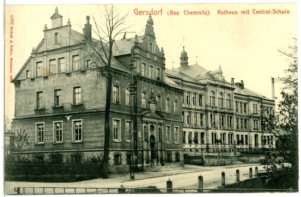 06202-Gersdorf-1905-Rathaus mit Centralschule-Brück & Sohn Kunstverlag