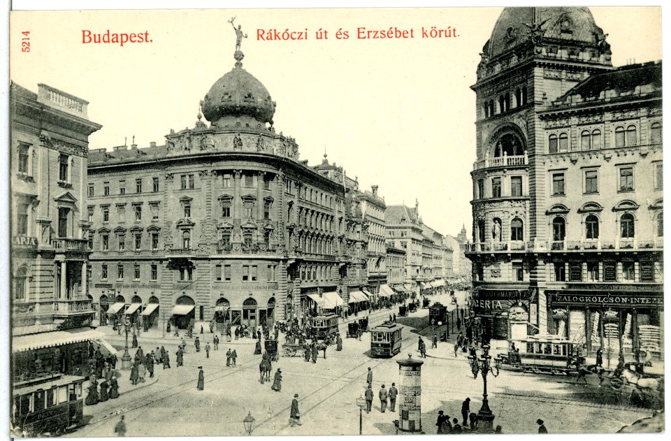 05214-Budapest-1904-Kerepeser Straße und Elisabethring mit Straßenbahnen-Brück & Sohn Kunstverlag