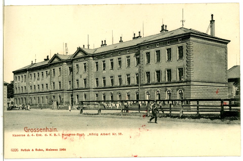 06326-Großenhain-1905-Kaserne des 4. Eskadron des Königlich Sächsischen Husaren-Regiment König Albert Nr. 18-Brück & Sohn Kunstverlag