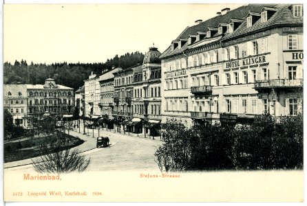 05172-Marienbad-1904-Stefanstraße mit Hotelklinger-Brück & Sohn Kunstverlag