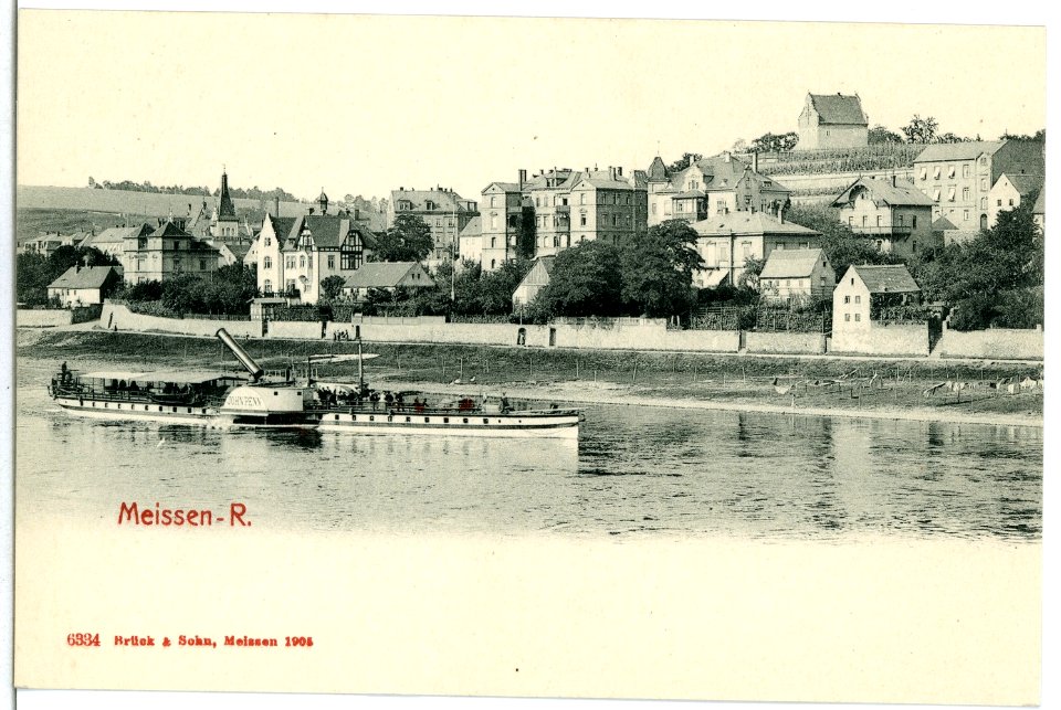 06334-Meißen-1905-Blick nach Niederfähre - Dampfer John Penn-Brück & Sohn Kunstverlag
