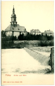 06290-Flöha-1905-Kirche und Wehr-Brück & Sohn Kunstverlag