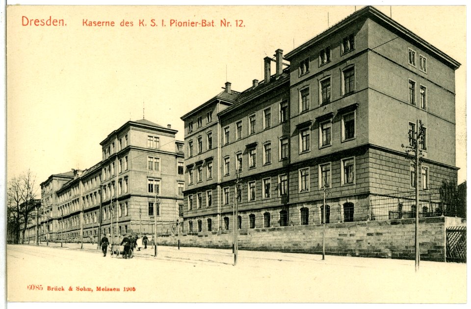 06085-Dresden-1905-Kaserne des 1. Königlich Sächsischen Pionier-Bataillon Nr. 12-Brück & Sohn Kunstverlag