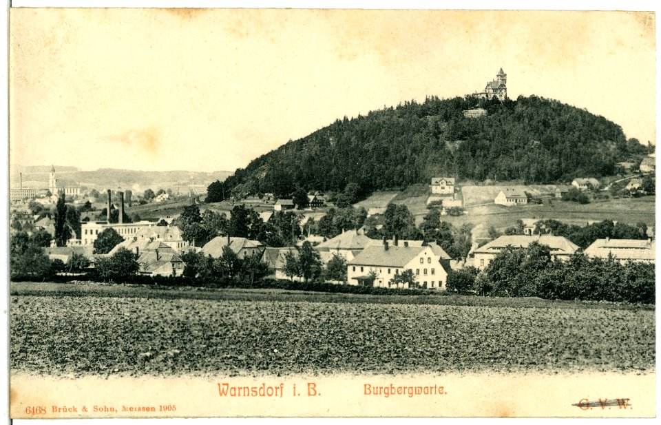 06468-Warnsdorf-1905-Blick über Warnsdorf, Burgbergwarte-Brück & Sohn Kunstverlag