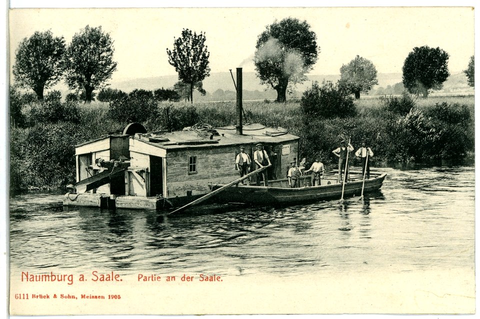 06111-Naumburg-1905-An der Saale - mit Boot-Brück & Sohn Kunstverlag