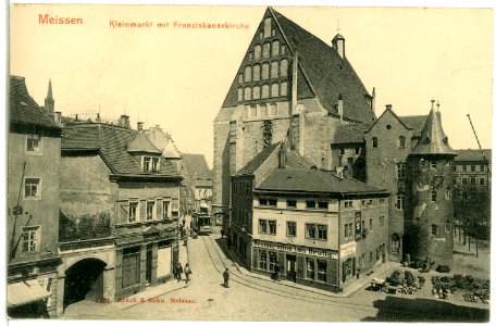 04791-Meißen-1903-Kleinmarkt mit Franziskanerkirche-Brück & Sohn Kunstverlag