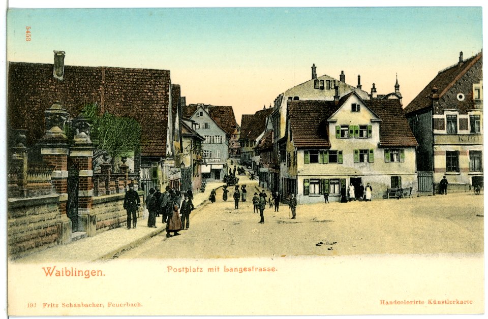 05453-Waiblingen-1904-Postplatz mit Langestraße-Brück & Sohn Kunstverlag