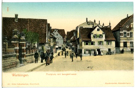 05453-Waiblingen-1904-Postplatz mit Langestraße-Brück & Sohn Kunstverlag