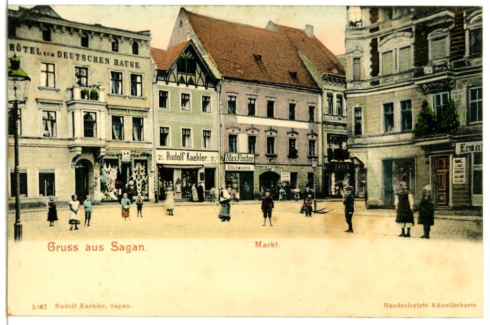 05367-Sagan-1904-Markt und Hotel zum Deutschen Hause-Brück & Sohn Kunstverlag