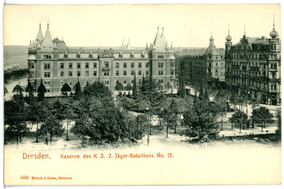 05455-Dresden-1904-Kaserne des 2. Königlich Sächsischen Jäger-Bataillon Nr. 13-Brück & Sohn Kunstverlag