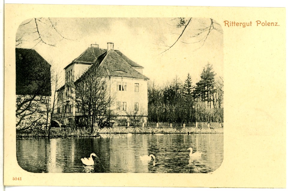 05041-Polenz (Neustadt in Sachsen)-1904-Rittergut - Teich mit Schwänen-Brück & Sohn Kunstverlag