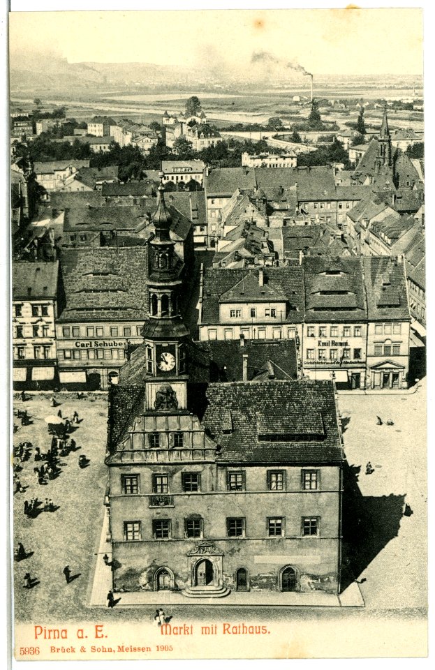 05936-Pirna-1905-Markt mit Rathaus-Brück & Sohn Kunstverlag