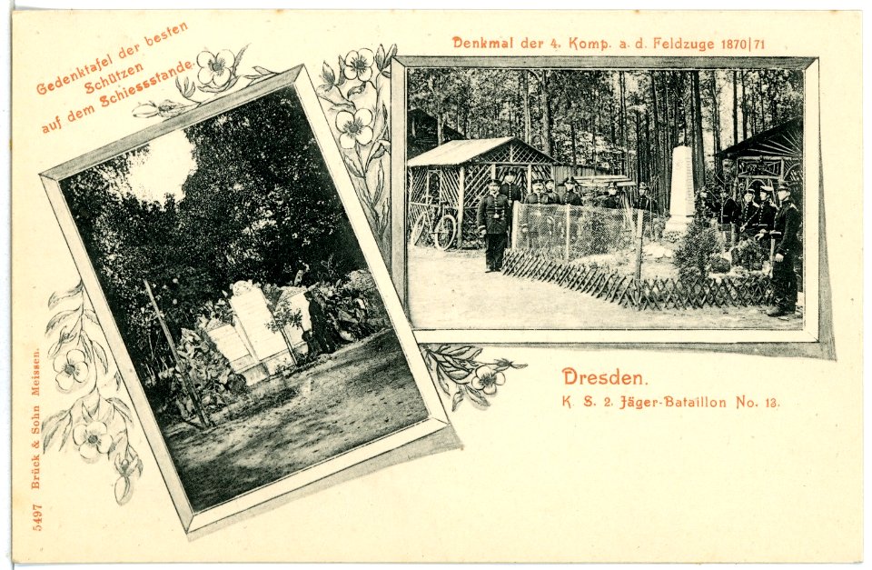 05497-Dresden-1904-2. Königlich Sächsisches Jäger-Bataillon Nr. 13 - Denkmal und Gedenktafel-Brück & Sohn Kunstverlag