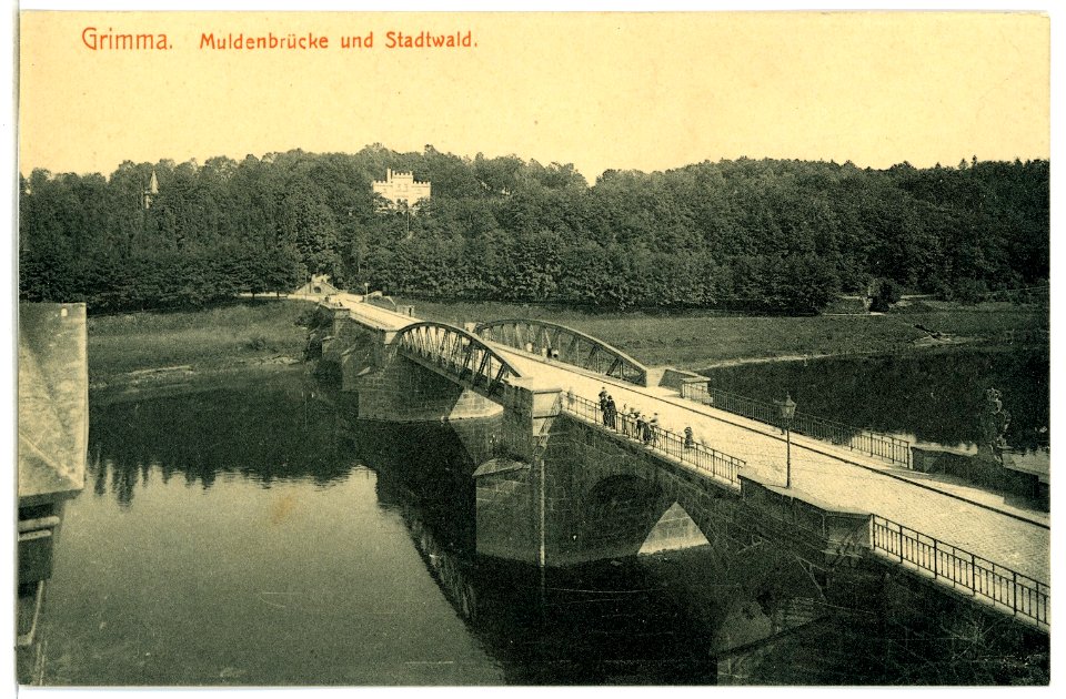 04750-Grimma-1903-Muldenbrücke und Stadtwald-Brück & Sohn Kunstverlag